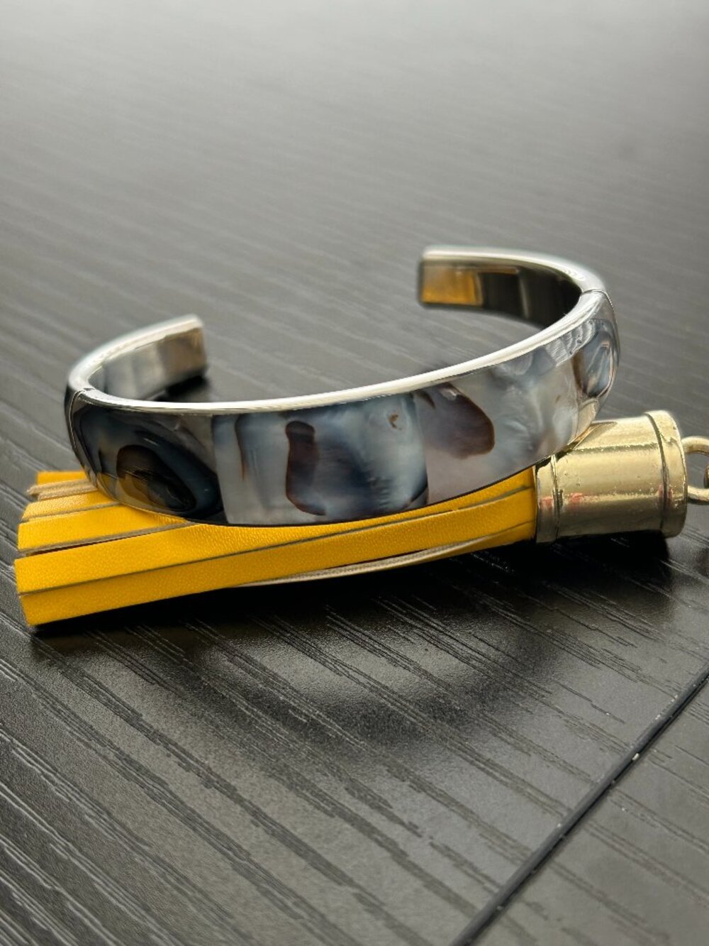 Vintage Blue Abalone Silver Cuff Bracelet